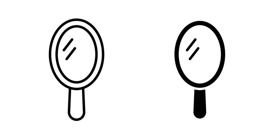 Makeup mirror icon black vector isolated on white Illustration
