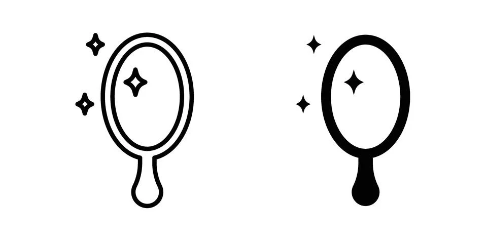Makeup mirror icon concept logo design collection Stock Illustration