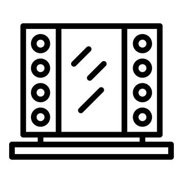 Makeup mirror icon outline vector. Light frame 库存插图