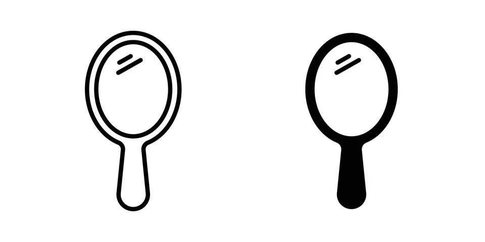 Makeup mirror icon solid, line, and editable vector set. Illustration
