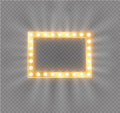 Makeup mirror isolated with gold lights. Vector illustration. Stock Illustration