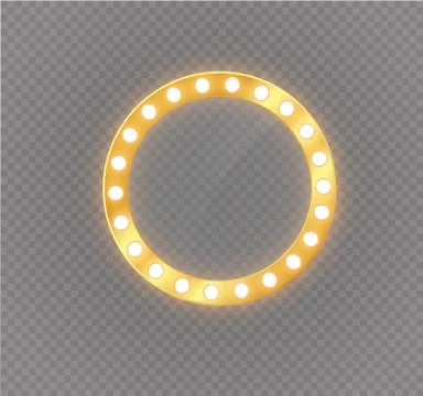 Makeup mirror isolated with gold lights. Vector illustration. Stock Illustration
