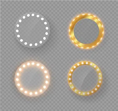 Makeup mirror isolated with gold lights. Vector illustration. Stock Illustration