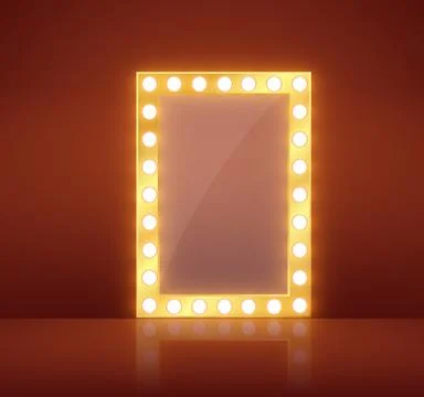 Makeup mirror isolated with gold lights. Vector illustration. Stock Illustration