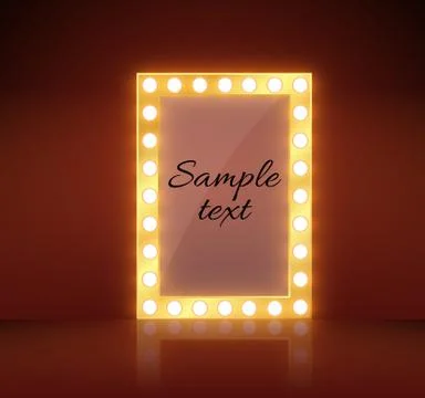 Makeup mirror isolated with gold lights. Vector illustration. Stock Illustration