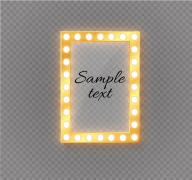 Makeup mirror isolated with gold lights. Vector illustration. Stock Illustration