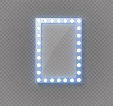 Makeup mirror isolated with gold lights. Vector illustration. Stock Illustration