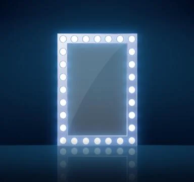 Makeup mirror isolated with gold lights. Vector illustration. Stock Illustration