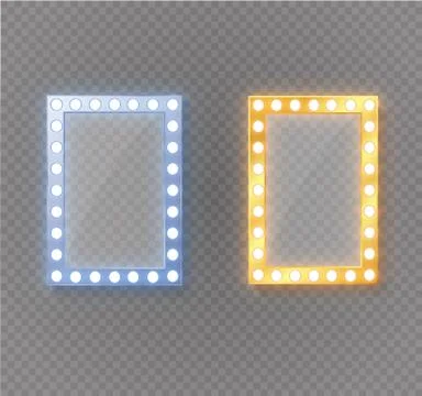Makeup mirror isolated with gold lights. Vector illustration. Stock Illustration