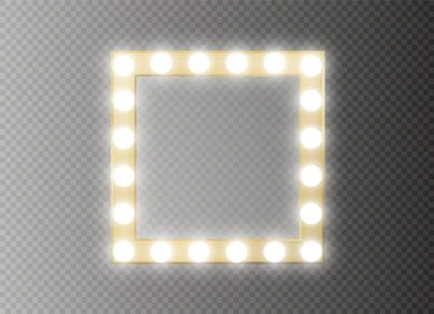 Makeup mirror isolated with gold lights. Vector illustration Stock Illustration