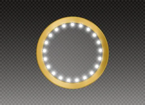 Makeup mirror isolated with gold lights. Vector illustration Stock Illustration