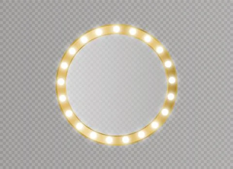 Makeup mirror isolated with gold lights. Vector illustration Stock Illustration