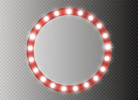 Makeup mirror isolated with gold lights. Vector illustration Stock Illustration