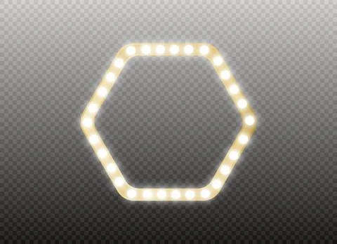 Makeup mirror isolated with gold lights. Vector illustration Stock Illustration