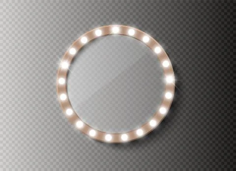 Makeup mirror isolated with gold lights. Vector illustration Stock Illustration