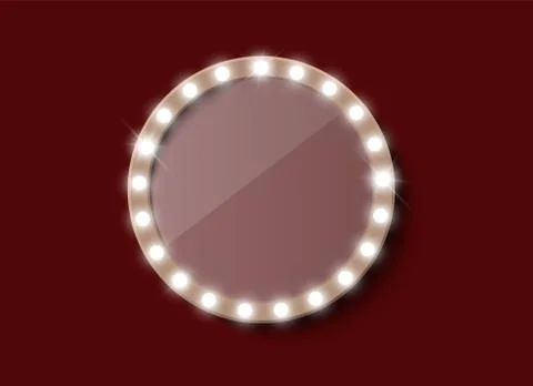 Makeup mirror isolated with gold lights. Vector illustration Stock Illustration