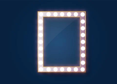 Makeup mirror isolated with gold lights. Vector illustration Stock Illustration
