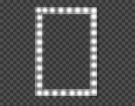Makeup mirror isolated with gold lights. Vector illustration. Stock Illustration