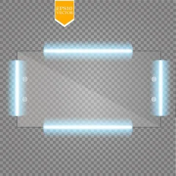 Makeup mirror isolated with neon. Vector illustration Stock Illustration