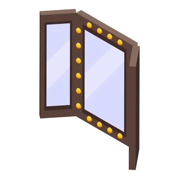 Makeup mirror with light bulbs standing on the floor Stock Illustration