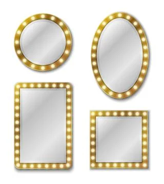 Makeup mirror. Mirroring reflection surface realistic blank mirrors glass cir Illustrazione stock