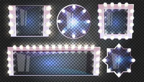 Makeup mirrors with vector lamps illumination Иллюстрация