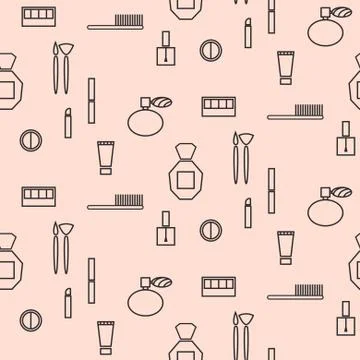Makeup objects and products seamless pattern Illustrazione stock