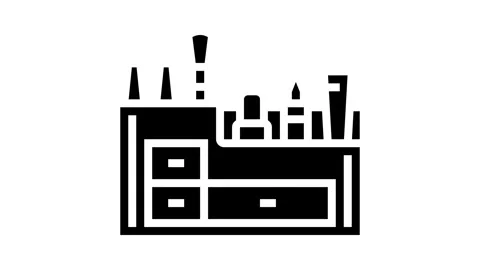 Makeup organiser bathroom interior glyph icon animation Stock Footage 326157907