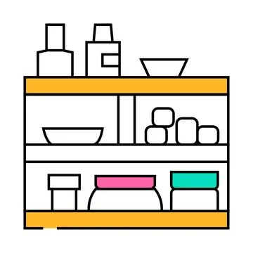 Makeup organiser bathroom interior icon color illustration Stock Illustration
