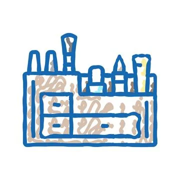Makeup organiser bathroom interior icon doodle illustration Stock Illustration