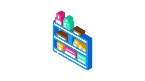 Makeup organiser bathroom interior isometric icon animation Stock Footage 327293914