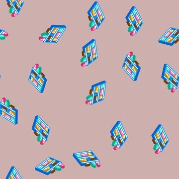 Makeup organiser bathroom interior isometric icon seamless pattern Stock Illustration