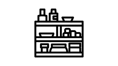 Makeup organiser bathroom interior line icon animation Stock Footage 326765516