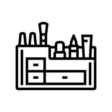 Makeup organiser bathroom interior line icon vector illustration Stock Illustration