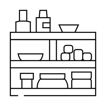 Makeup organiser bathroom interior line icon vector illustration Stock Illustration