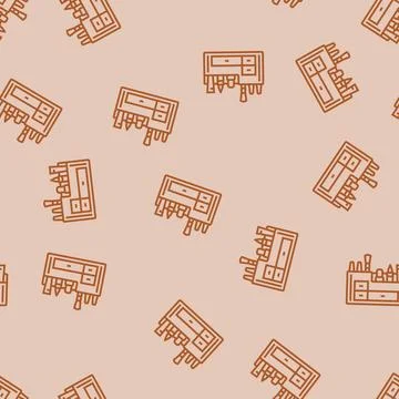 Makeup organiser bathroom interior line seamless pattern Stock Illustration