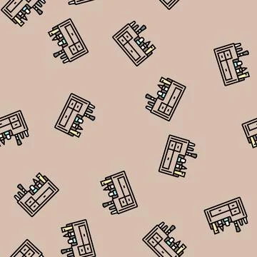 Makeup organiser bathroom interior vector seamless pattern Stock Illustration