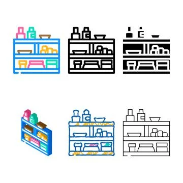 Makeup organiser types bathroom interior color icon vector Stock Illustration