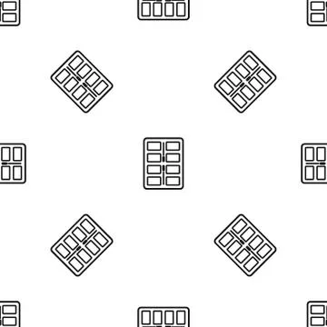 Makeup palette with applicators pattern seamless black Stock Illustration