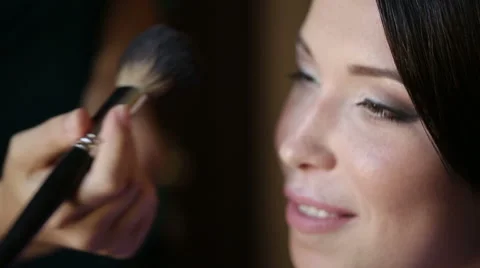 Makeup With Powder Brush Stock Footage 53004018