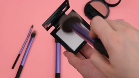 Makeup powder brushes Stock Footage 280237372