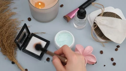 Makeup powder brushes Stock Footage 280239887