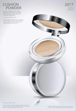 Makeup Powder Cushion Poster Template Vector Illustration Stock Illustration