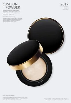 Makeup Powder Cushion Poster Template Vector Illustration Illustrazione stock