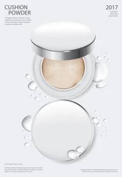 Makeup Powder Cushion Poster Template Vector Illustration Stock Illustration