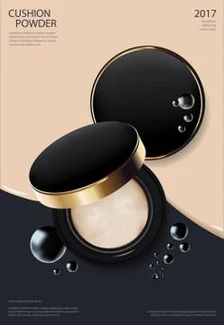 Makeup Powder Cushion Poster Template Vector Illustration Stock Illustration