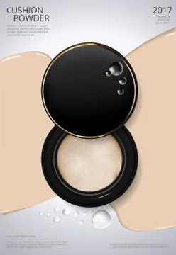 Makeup Powder Cushion Poster Template Vector Illustration Stock Illustration