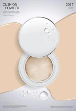 Makeup Powder Cushion Poster Template Vector Illustration Stock Illustration