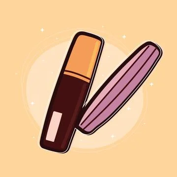 Makeup powder with lipstick Stock Illustration