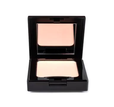 Makeup Powder in Plastic Case isolated on White Background Stock Photos